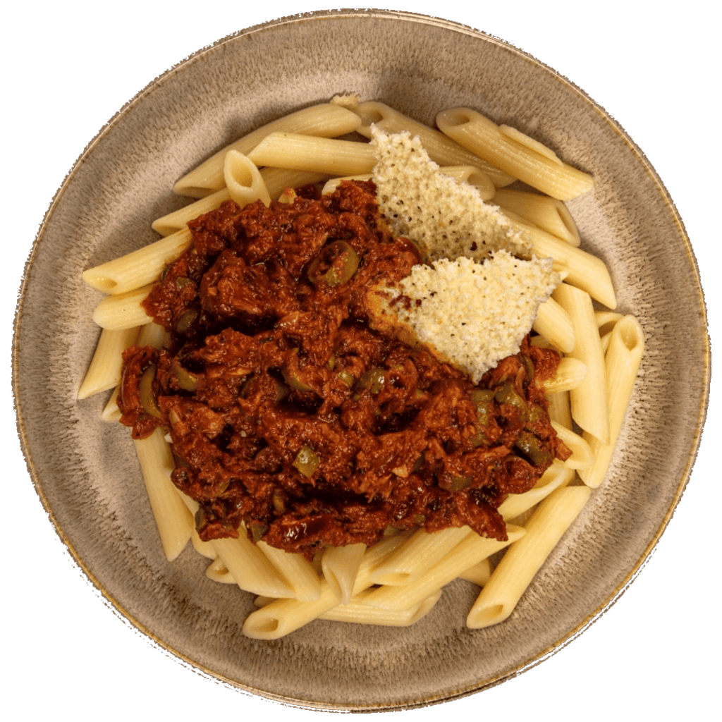 Tuniakové cestoviny s olivami a parmezánom